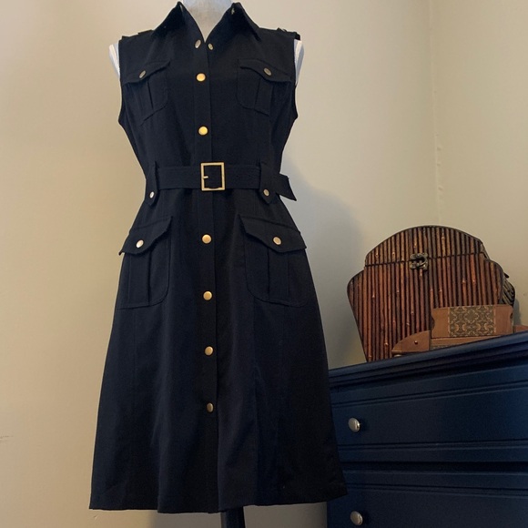 Calvin Klein Black Sleeveless Dress with Belt - Picture 3 of 14